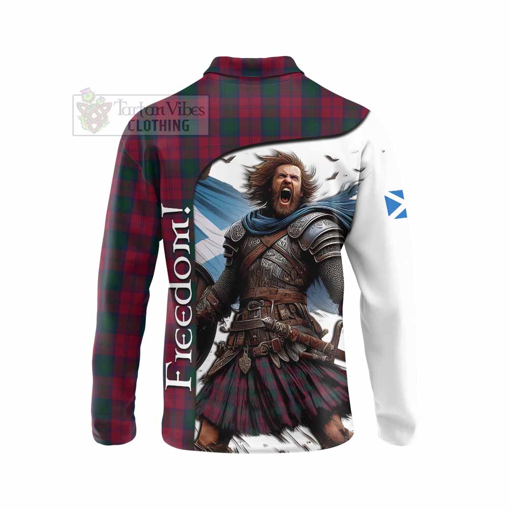 Tartan Vibes Clothing Lindsay Crest Tartan Long Sleeve Polo Shirt Inspired by the Freedom of Scottish Warrior