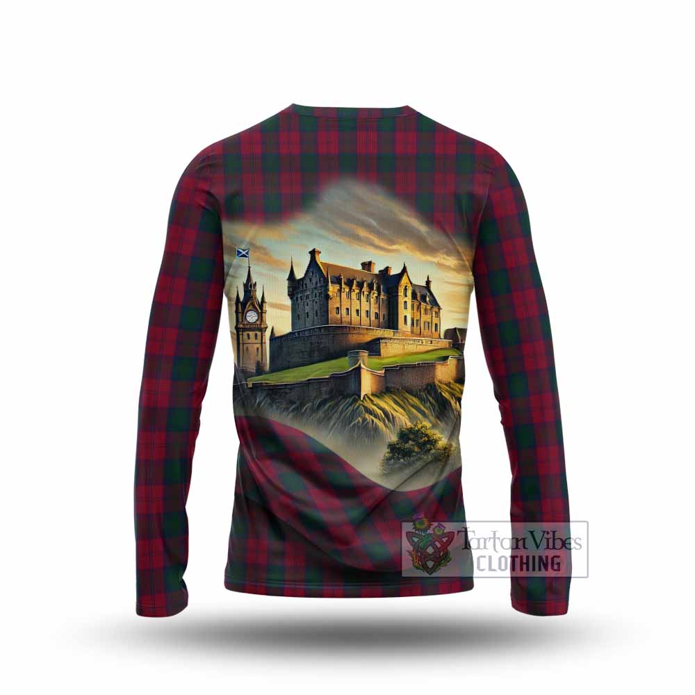 Tartan Vibes Clothing Lindsay Tartan Family Crest Long Sleeve T-Shirt with Scottish Ancient Castle Style