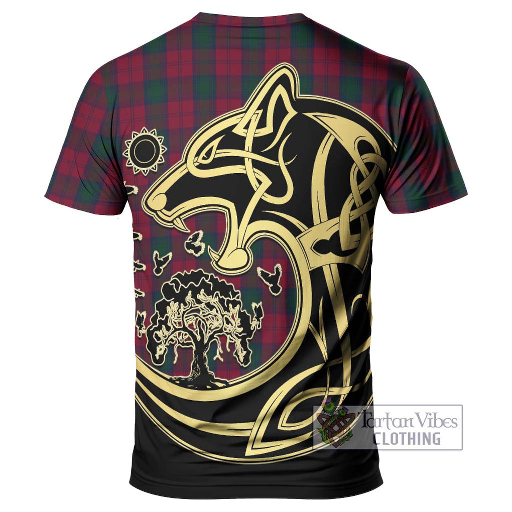 Lindsay Tartan T-Shirt with Family Crest Celtic Wolf Style - Tartan Vibes Clothing