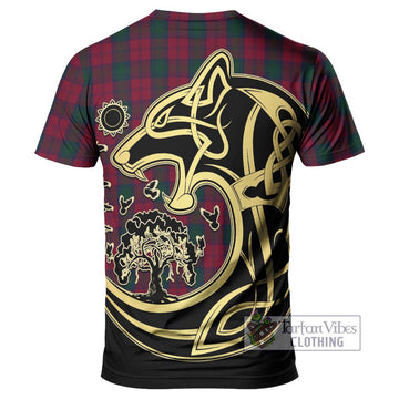 Lindsay Tartan T-Shirt with Family Crest Celtic Wolf Style - Tartan Vibes Clothing