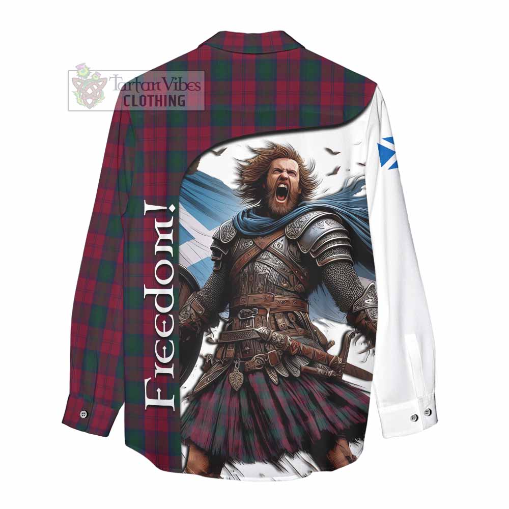 Tartan Vibes Clothing Lindsay Crest Tartan Women's Casual Shirt Inspired by the Freedom of Scottish Warrior