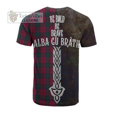 Tartan Vibes Clothing Lindsay Tartan Family Crest Cotton T-shirt Alba Gu Brath Be Brave Lion Ancient Style