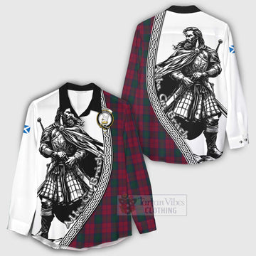 Tartan Vibes Clothing Lindsay Tartan Clan Crest Women's Casual Shirt with Highlander Warrior Celtic Style