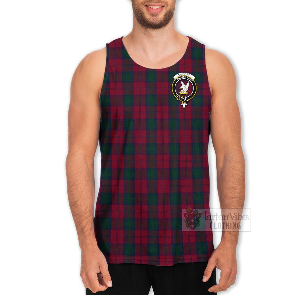 Tartan Vibes Clothing Lindsay Tartan Men's Tank Top with Family Crest Celtic Skull Style