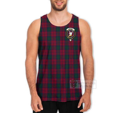 Tartan Vibes Clothing Lindsay Tartan Men's Tank Top with Family Crest Celtic Skull Style