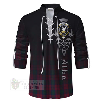 Tartan Vibes Clothing Lindsay Tartan Ghillie Kilt Shirt Featuring Alba Gu Brath Family Crest Celtic Inspired