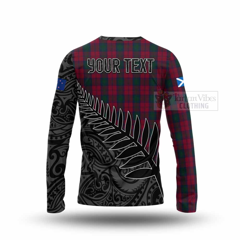 Tartan Vibes Clothing Lindsay Crest Tartan Long Sleeve T-Shirt with New Zealand Silver Fern Half Style