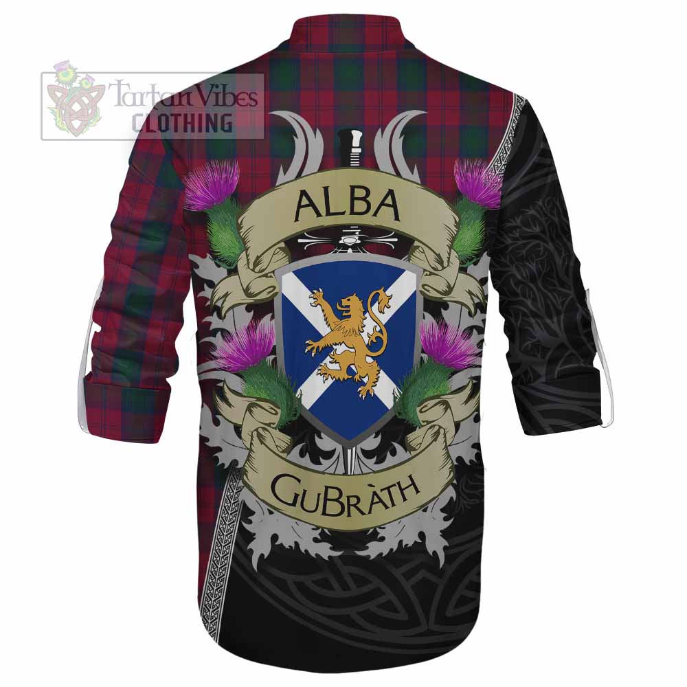 Tartan Vibes Clothing Lindsay Tartan Family Crest Ghillie Kilt Shirt Lion Rampant Royal Thistle Shield Celtic Inspired