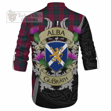 Tartan Vibes Clothing Lindsay Tartan Family Crest Ghillie Kilt Shirt Lion Rampant Royal Thistle Shield Celtic Inspired
