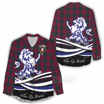 Tartan Vibes Clothing Lindsay Tartan Women's Casual Shirt with Alba Gu Brath Regal Lion Emblem