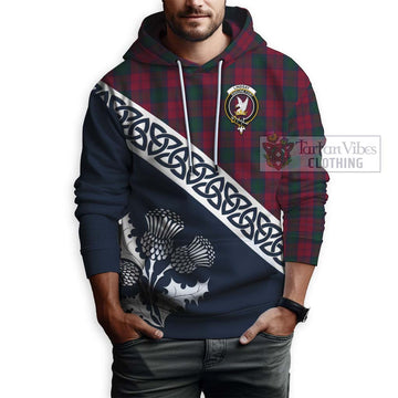 Tartan Vibes Clothing Lindsay Tartan Hoodie Featuring Thistle and Scotland Map