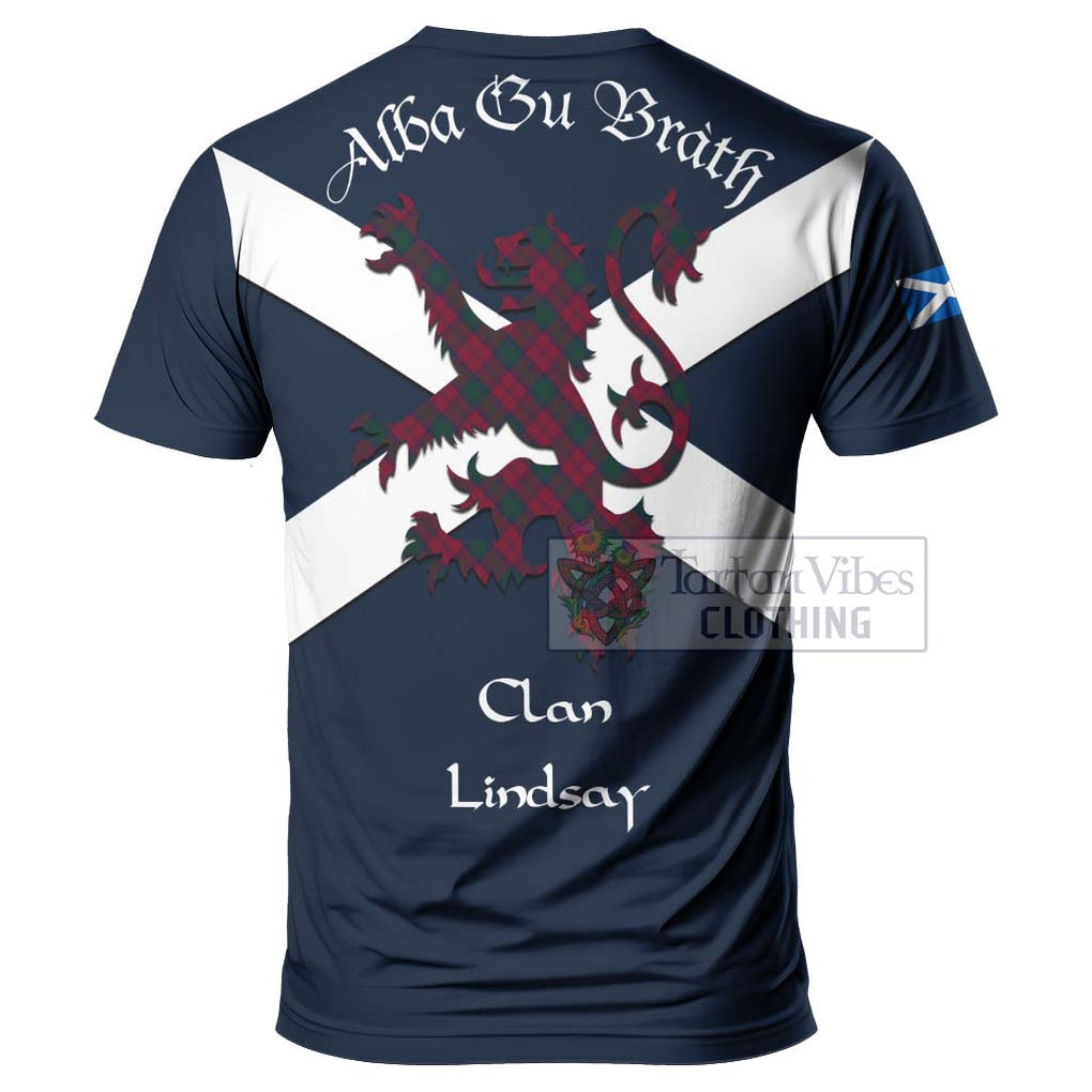 Tartan Vibes Clothing Lindsay Tartan Lion Rampant T-Shirt – Proudly Display Your Heritage with Alba Gu Brath and Clan Name