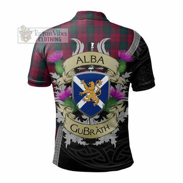 Lindsay Tartan Family Crest Polo Shirt Lion Rampant Royal Thistle Shield Celtic Inspired