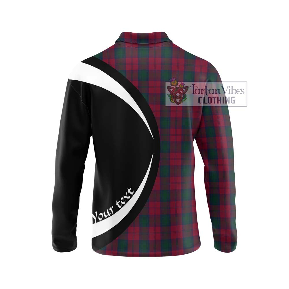 Lindsay Tartan Long Sleeve Polo Shirt with Family Crest Circle Style - Tartan Vibes Clothing
