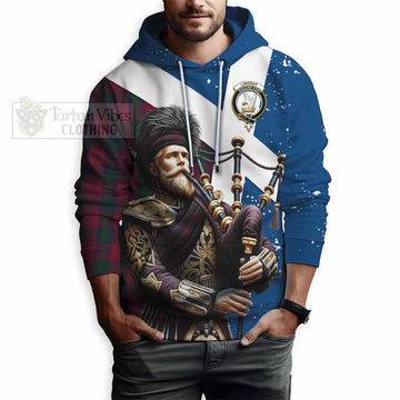 Tartan Vibes Clothing Lindsay Tartan Hoodie with Family Crest Scottish Bagpiper Vibes