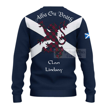 Tartan Vibes Clothing Lindsay Tartan Lion Rampant Knitted Sweater – Proudly Display Your Heritage with Alba Gu Brath and Clan Name