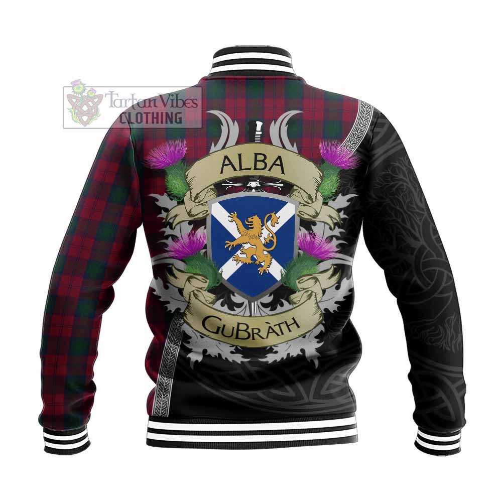 Tartan Vibes Clothing Lindsay Tartan Family Crest Baseball Jacket Lion Rampant Royal Thistle Shield Celtic Inspired