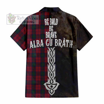 Tartan Vibes Clothing Lindsay Tartan Family Crest Short Sleeve Button Shirt Alba Gu Brath Be Brave Lion Ancient Style