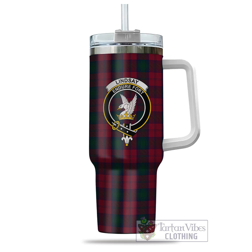 Tartan Vibes Clothing Lindsay Tartan and Family Crest Tumbler with Handle