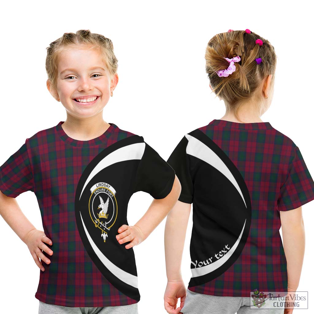 Lindsay Tartan Kid T-Shirt with Family Crest Circle Style - Tartan Vibes Clothing