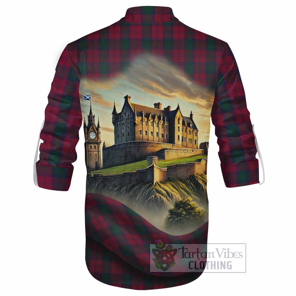 Tartan Vibes Clothing Lindsay Tartan Family Crest Ghillie Kilt Shirt with Scottish Ancient Castle Style