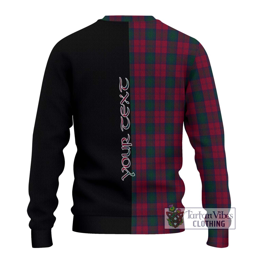 Lindsay Tartan Knitted Sweater with Family Crest and Half Of Me Style - Tartanvibesclothing Shop