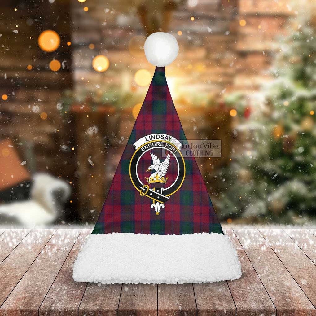 Tartan Vibes Clothing Lindsay Tartan Christmas Santa Hats with Family Crest