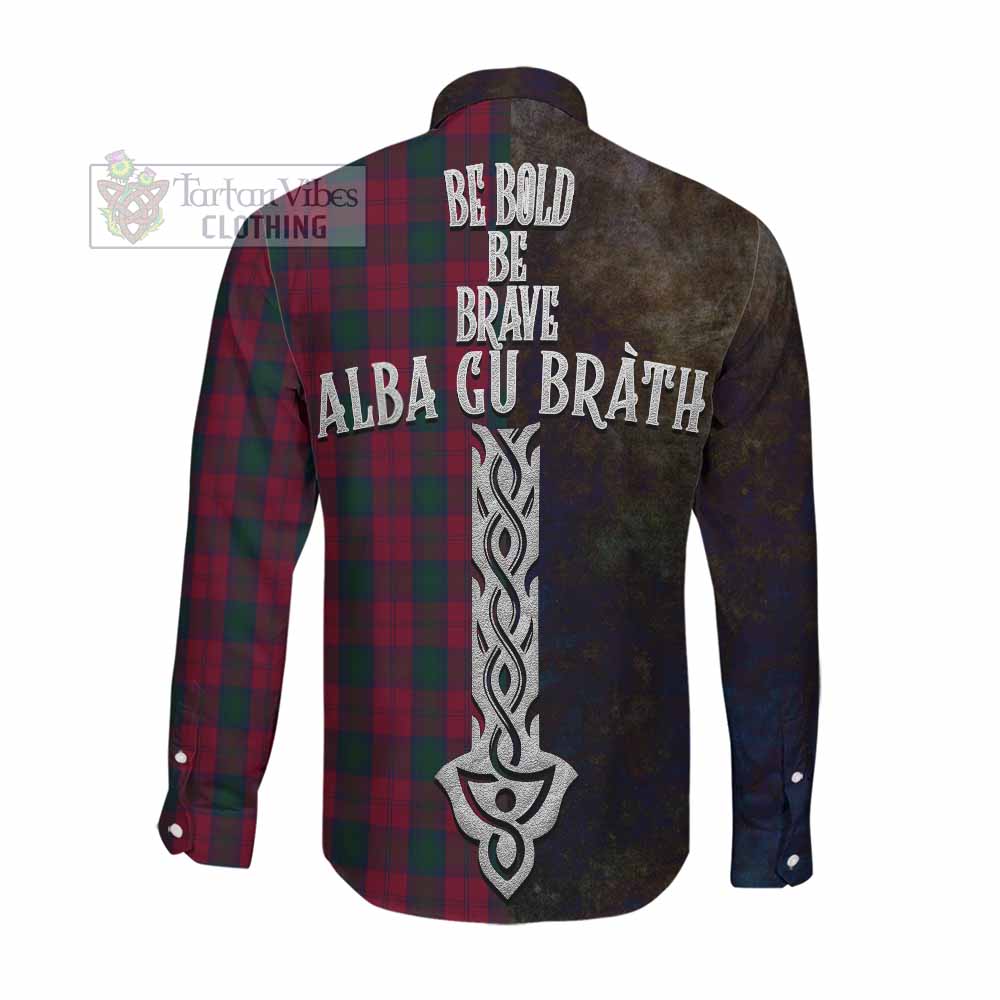 Tartan Vibes Clothing Lindsay Tartan Family Crest Long Sleeve Button Shirt Alba Gu Brath Be Brave Lion Ancient Style