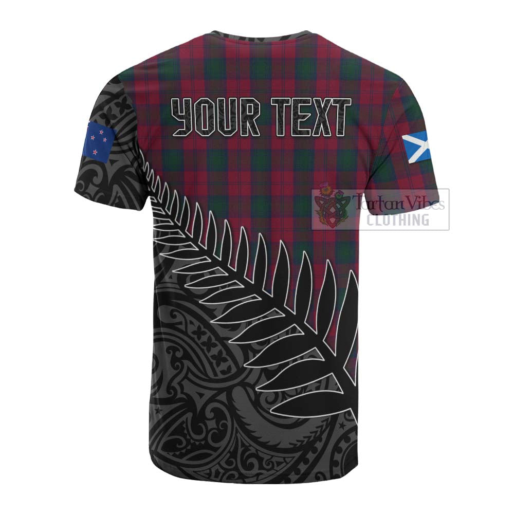 Tartan Vibes Clothing Lindsay Crest Tartan Cotton T-shirt with New Zealand Silver Fern Half Style