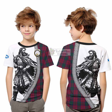 Lindsay Tartan Clan Crest Kid T-Shirt with Highlander Warrior Celtic Style