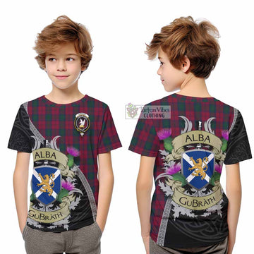 Tartan Vibes Clothing Lindsay Tartan Family Crest Kid T-Shirt Lion Rampant Royal Thistle Shield Celtic Inspired