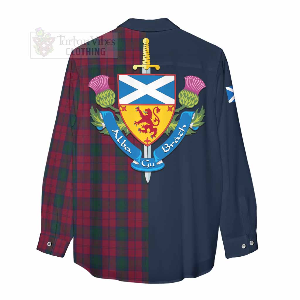 Tartan Vibes Clothing Lindsay Tartan Women's Casual Shirt Alba with Scottish Lion Royal Arm Half Style