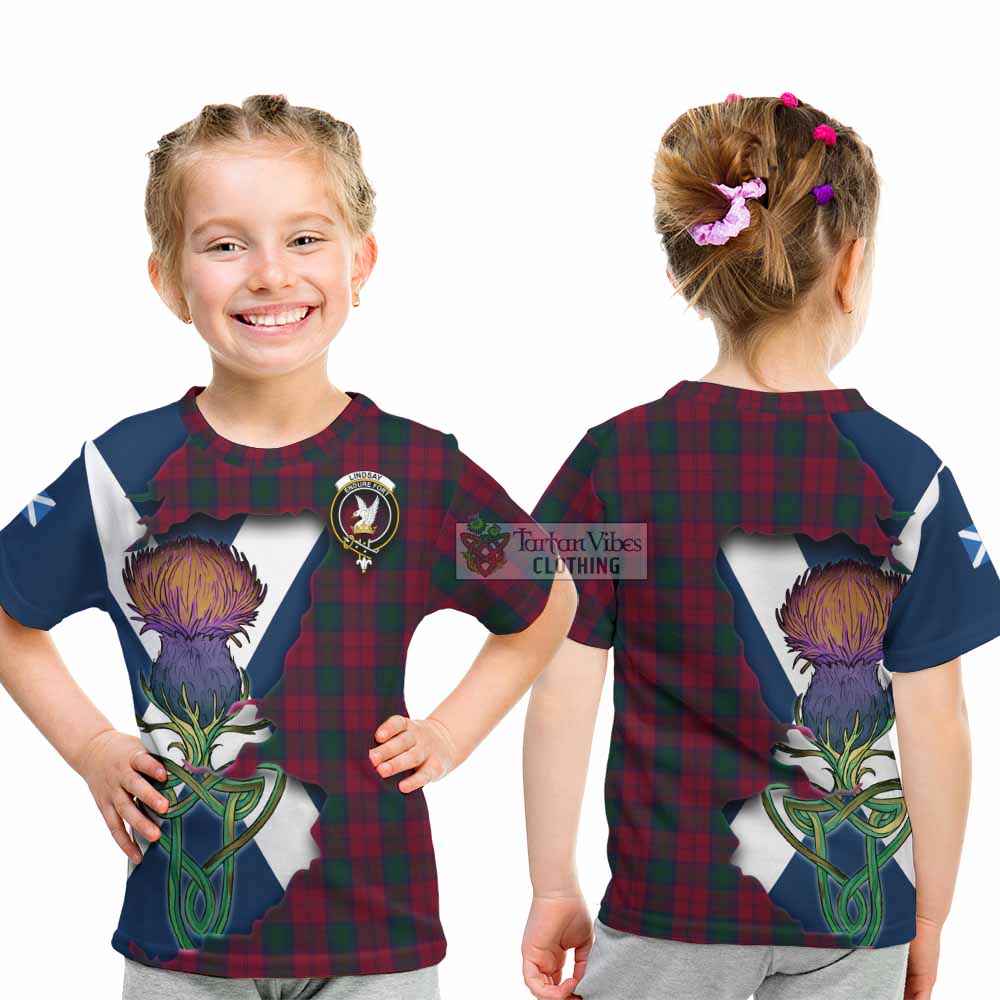 Tartan Vibes Clothing Lindsay Tartan Family Crest Kid T-Shirt Scottish Thistle Celtic Inspired