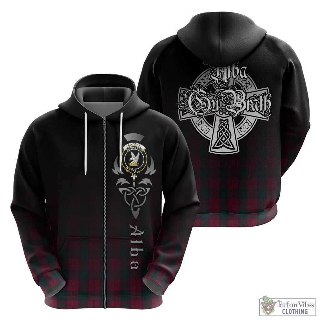 Tartan Vibes Clothing Lindsay Tartan Hoodie Featuring Alba Gu Brath Family Crest Celtic Inspired