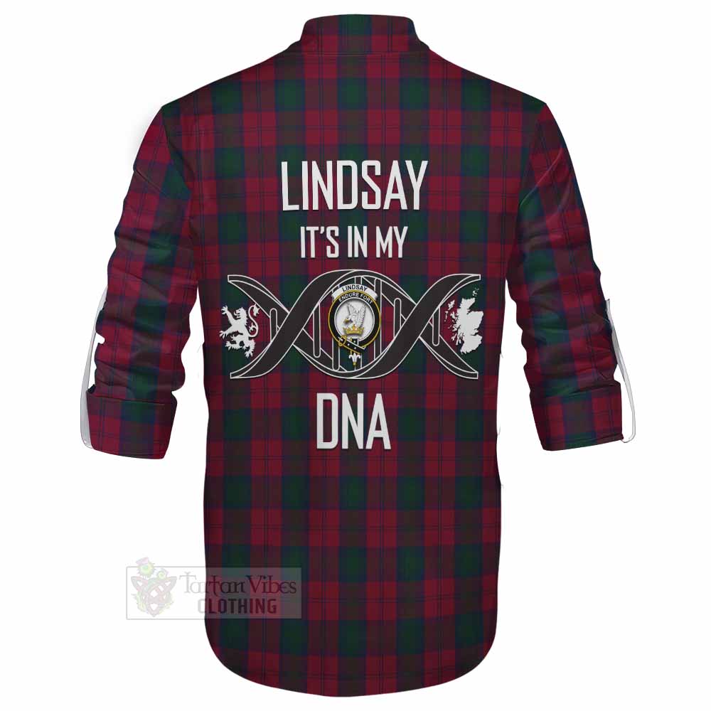 Tartan Vibes Clothing Lindsay Tartan Ghillie Kilt Shirt with Family Crest DNA In Me Style