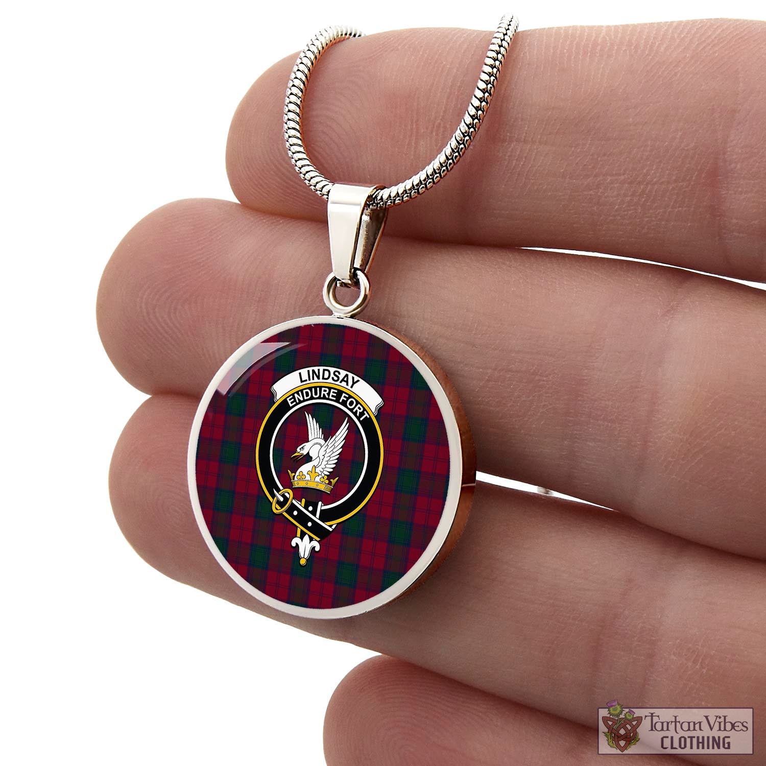 Tartan Vibes Clothing Lindsay Tartan Circle Necklace with Family Crest