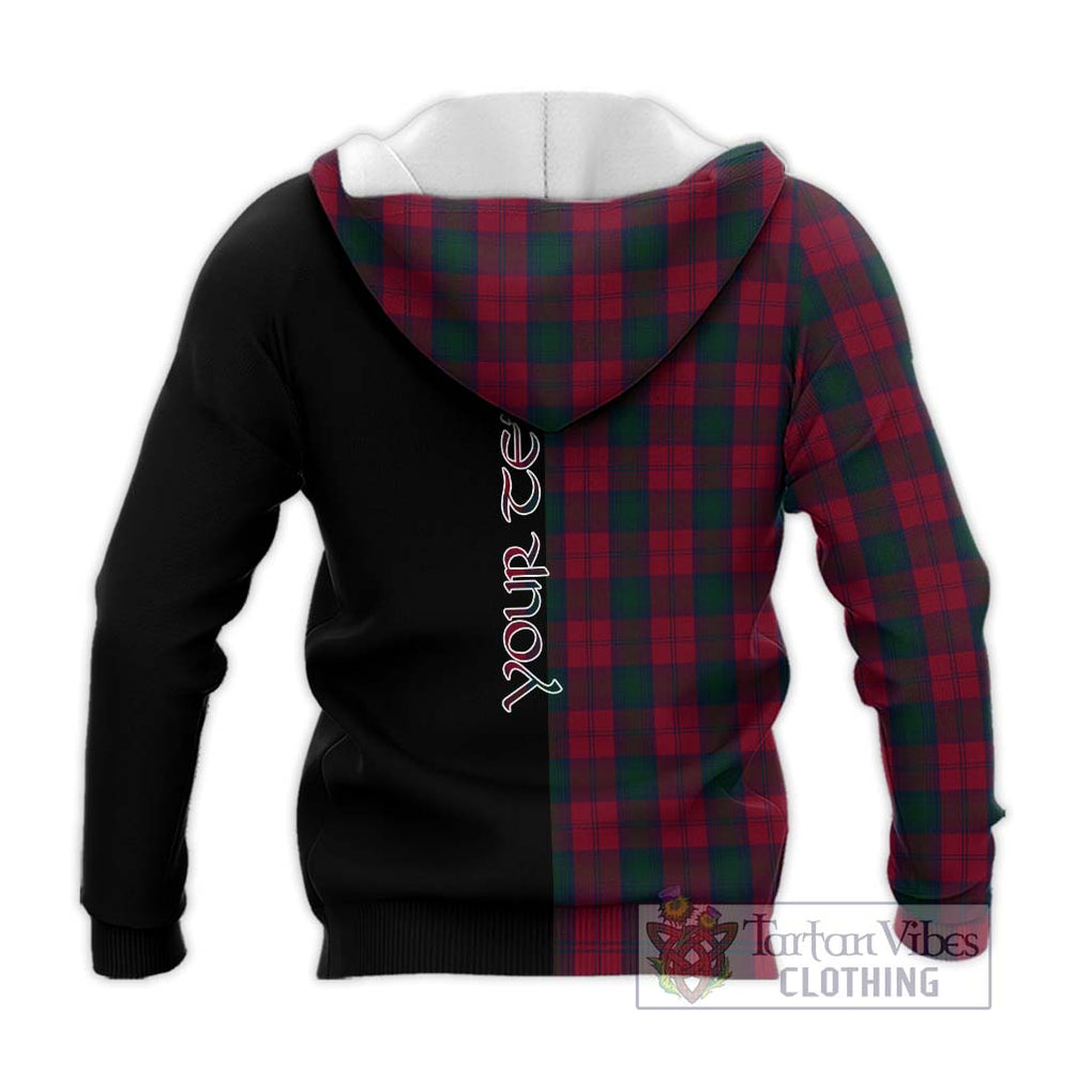 Lindsay Tartan Knitted Hoodie with Family Crest and Half Of Me Style - Tartanvibesclothing Shop