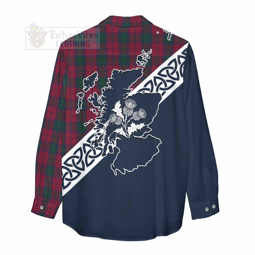 Tartan Vibes Clothing Lindsay Tartan Women's Casual Shirt Featuring Thistle and Scotland Map