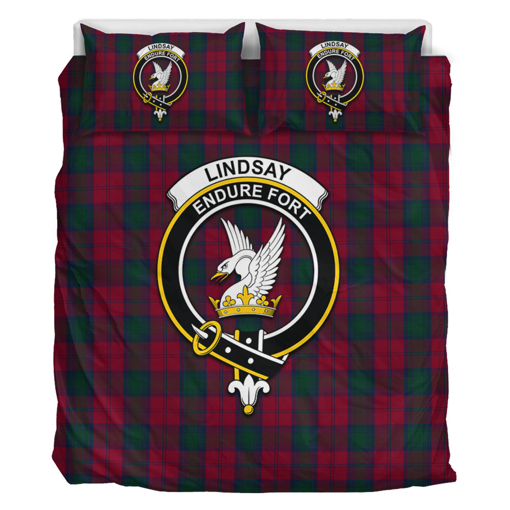 Lindsay Tartan Bedding Set with Family Crest - Tartan Vibes Clothing