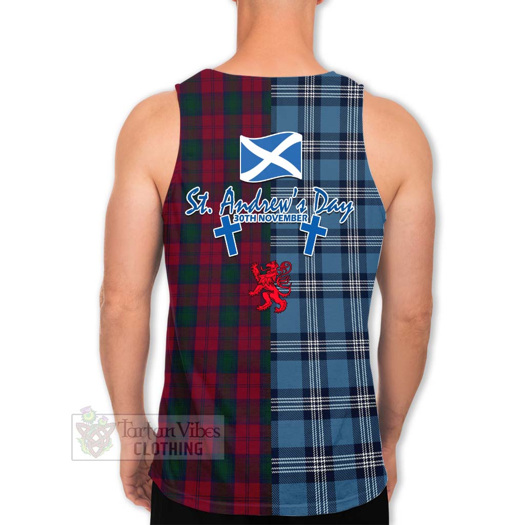 Tartan Vibes Clothing Lindsay Tartan Men's Tank Top Happy St. Andrew's Day Half Tartan Style