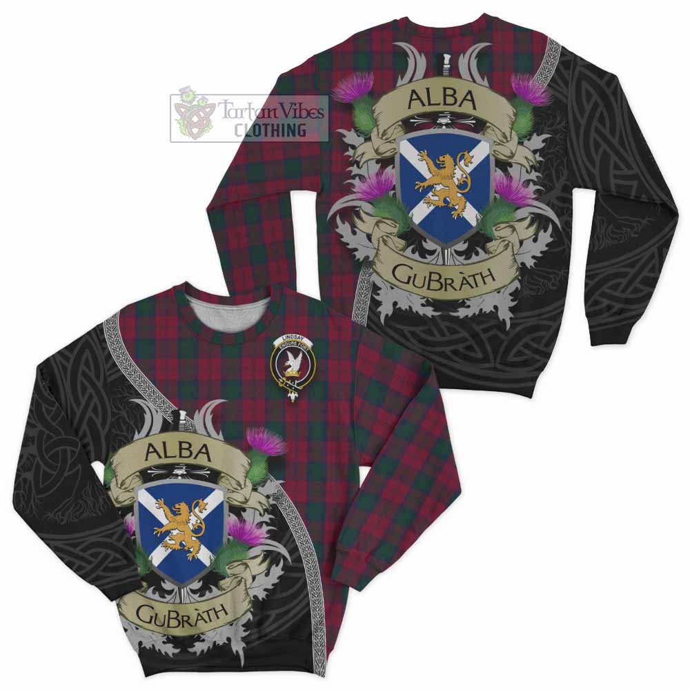Tartan Vibes Clothing Lindsay Tartan Family Crest Sweatshirt Lion Rampant Royal Thistle Shield Celtic Inspired