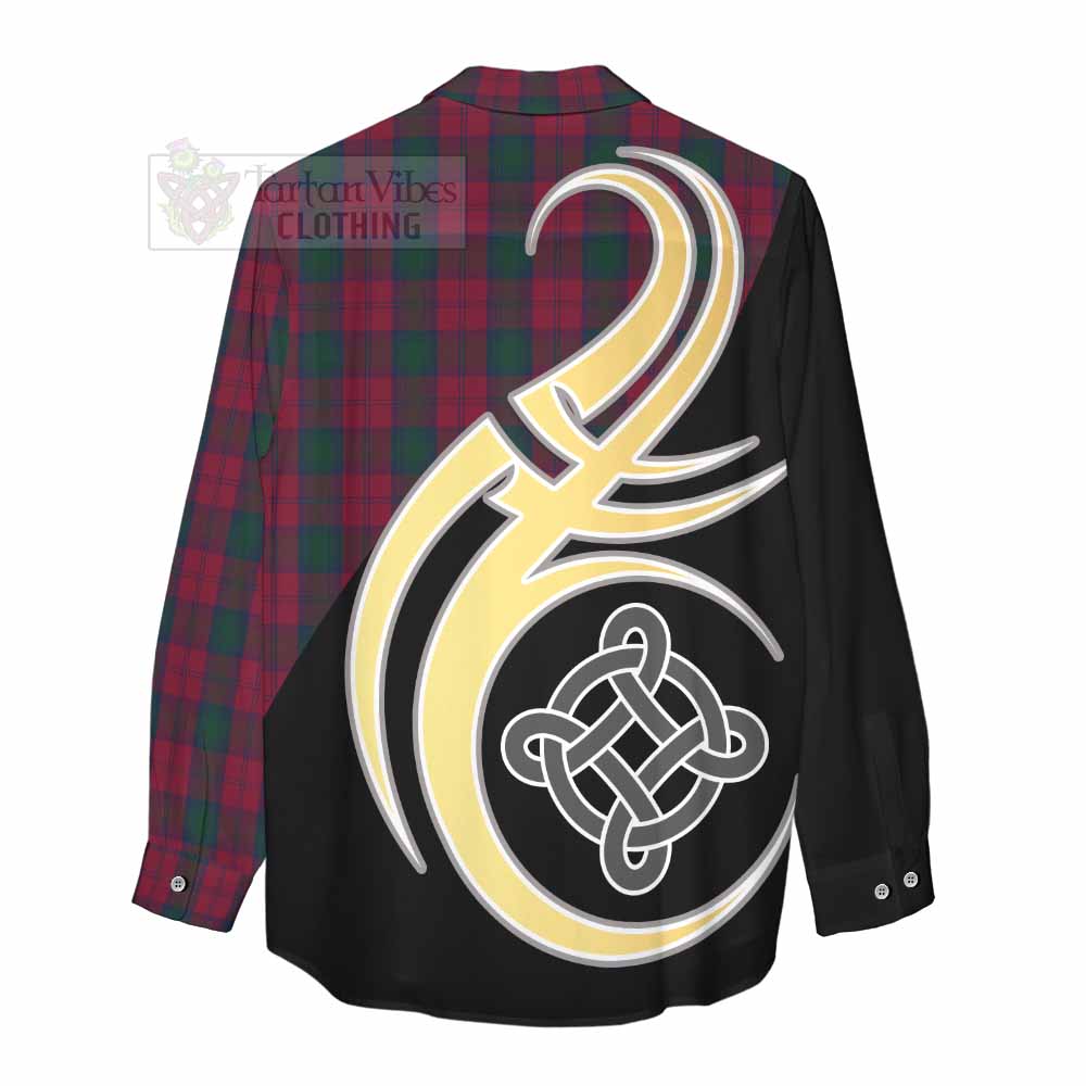 Tartan Vibes Clothing Lindsay Tartan Women's Casual Shirt with Family Crest and Celtic Symbol Style