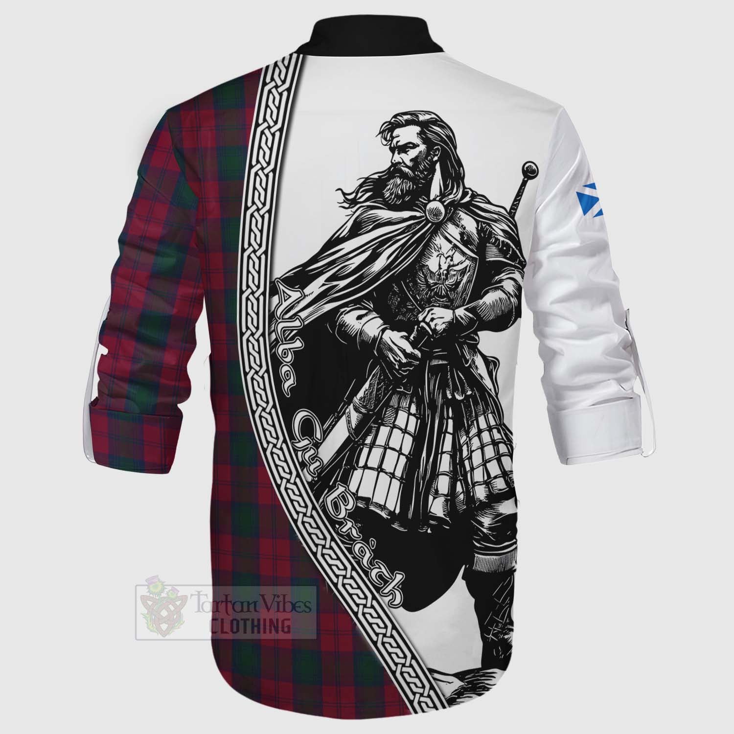 Tartan Vibes Clothing Lindsay Tartan Clan Crest Ghillie Kilt Shirt with Highlander Warrior Celtic Style
