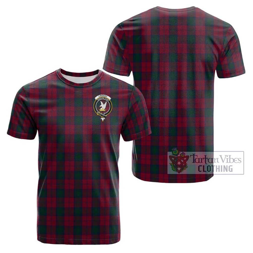 Lindsay Tartan Cotton T-Shirt with Family Crest Kid's Shirt - Tartanvibesclothing Shop