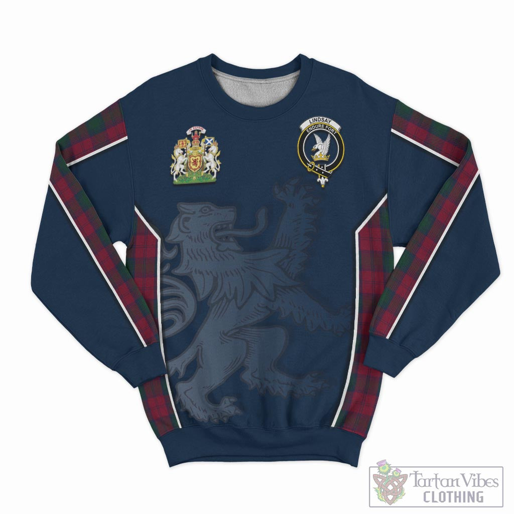 Tartan Vibes Clothing Lindsay Tartan Sweater with Family Crest and Lion Rampant Vibes Sport Style