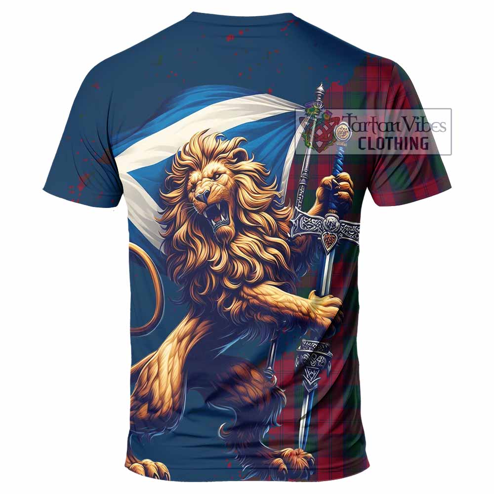 Tartan Vibes Clothing Lindsay Tartan Family Crest T-Shirt with Scottish Majestic Lion
