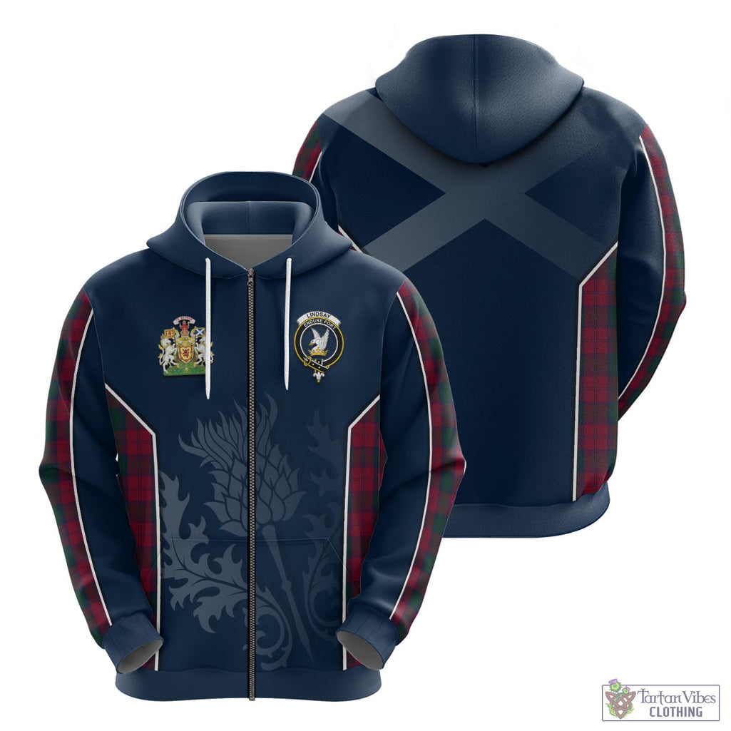 Tartan Vibes Clothing Lindsay Tartan Hoodie with Family Crest and Scottish Thistle Vibes Sport Style