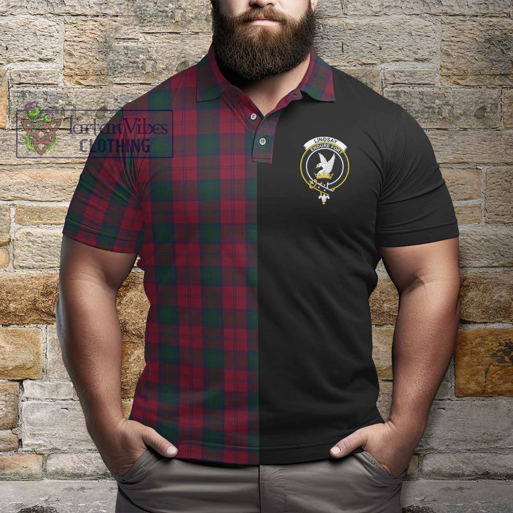 Lindsay Tartan Polo Shirt with Family Crest and Half Of Me Style - Tartanvibesclothing Shop