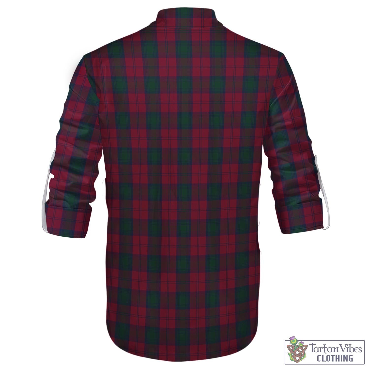 Tartan Vibes Clothing Lindsay Tartan Men's Scottish Traditional Jacobite Ghillie Kilt Shirt with Family Crest