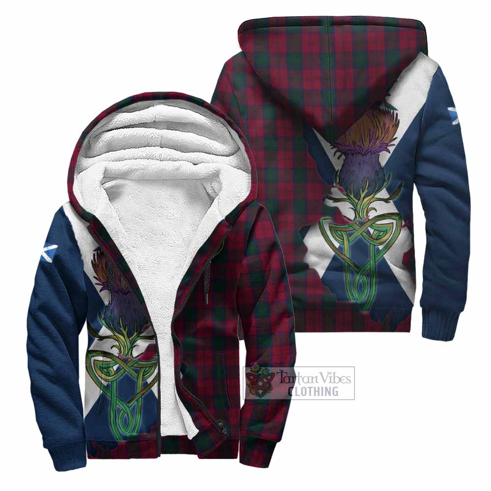 Tartan Vibes Clothing Lindsay Tartan Family Crest Sherpa Hoodie Scottish Thistle Celtic Inspired